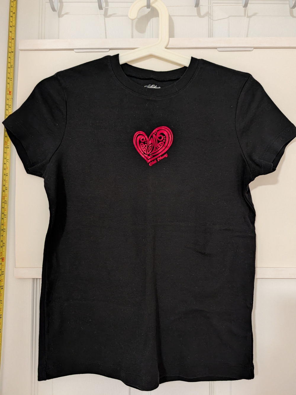 Old Navy Black Short-Sleeve Tee with Heart Patch